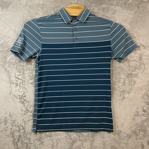 Under Armour Mens S Polo Shirt GreenBlue Stripe TPC Piper Glen Golf LogoHeatGear
